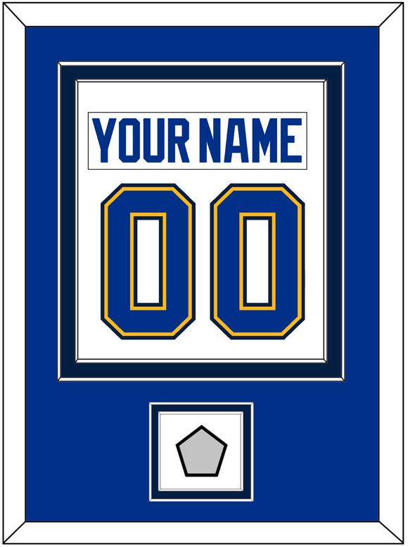 St. Louis Nameplate & Number (Back) Combined With Stanley Cup Champions Patch - Road White - Double Mat 4