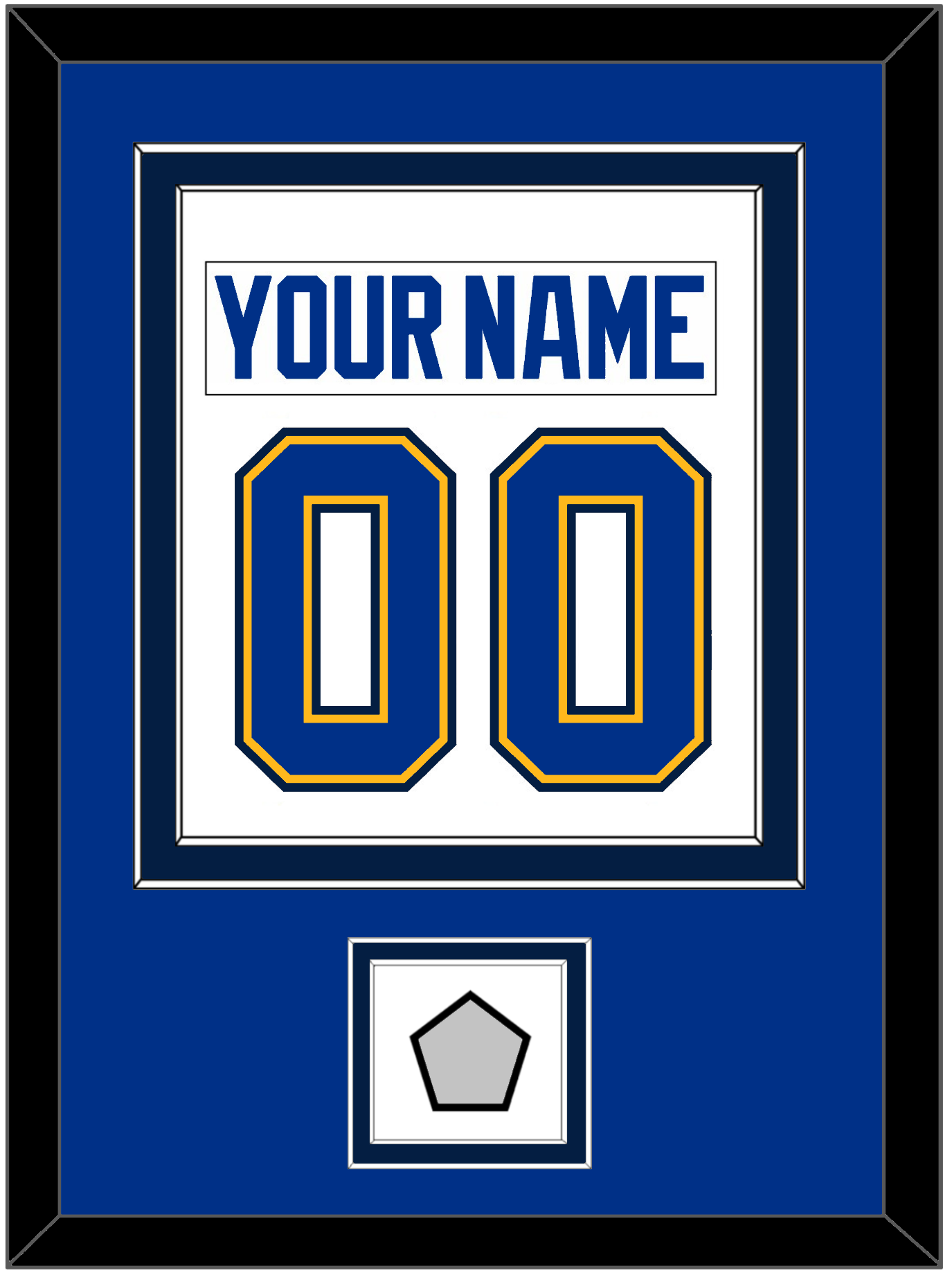 St. Louis Nameplate & Number (Back) Combined With Stanley Cup Champions Patch - Road White (2017-2025) - Signature Tier 4