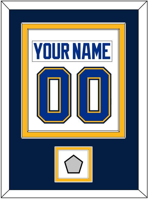 St. Louis Nameplate & Number (Back) Combined With Stanley Cup Champions Patch - Road White - Double Mat 5