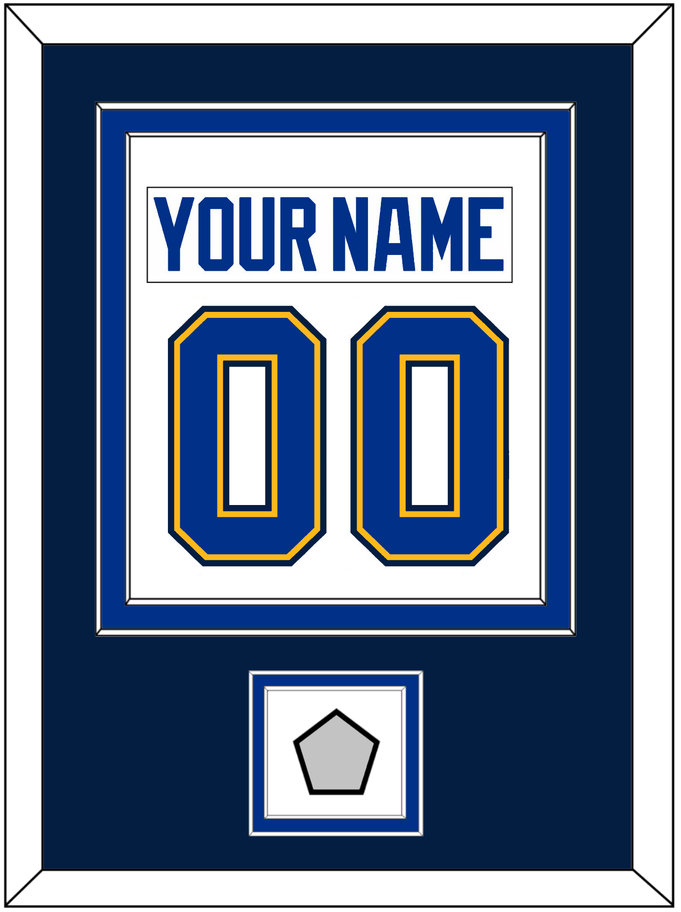 St. Louis Nameplate & Number (Back) Combined With Stanley Cup Champions Patch - Road White (2017-2025) - Signature Tier 6
