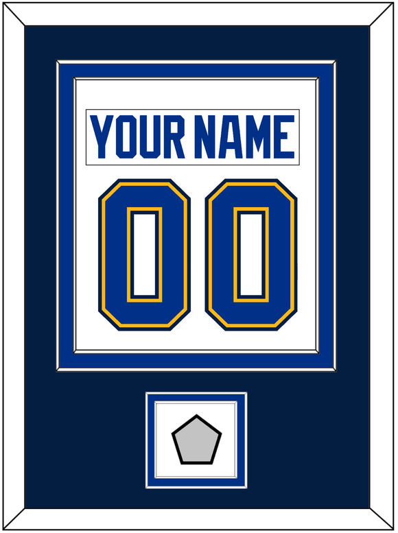 St. Louis Nameplate & Number (Back) Combined With Stanley Cup Champions Patch - Road White - Double Mat 6