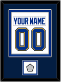 St. Louis Nameplate & Number (Back) Combined With Stanley Cup Champions Patch - Road White (2017-2025) - Double Mat 6
