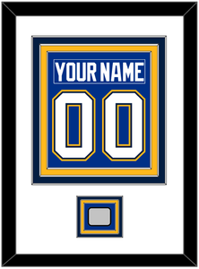 St. Louis Nameplate & Number (Back) Combined With Stanley Cup Champions Patch - Home Blue - Triple Mat 1