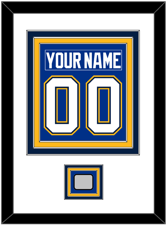 St. Louis Nameplate & Number (Back) Combined With Stanley Cup Champions Patch - Home Blue - Triple Mat 1