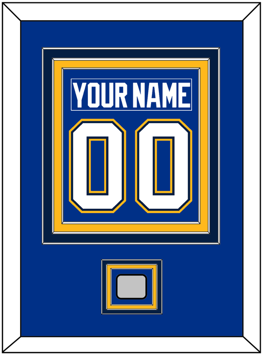 St. Louis Nameplate & Number (Back) Combined With Stanley Cup Champions Patch - Home Blue (2017-2025) - Premier Tier 2