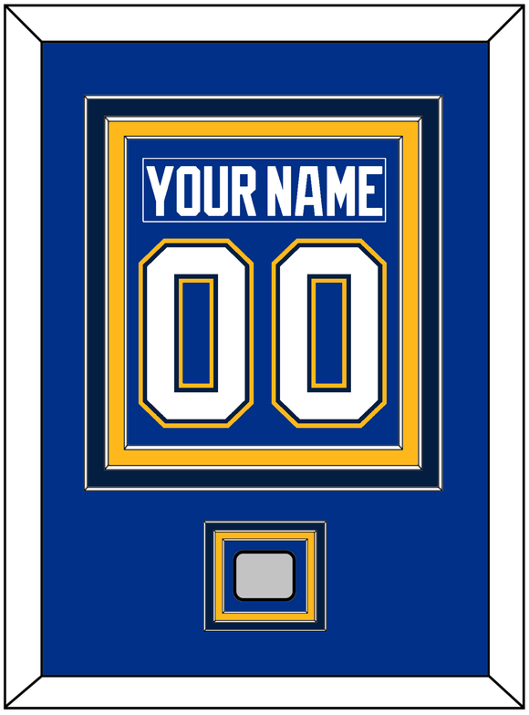 St. Louis Nameplate & Number (Back) Combined With Stanley Cup Finals Patch - Home Blue - Triple Mat 2