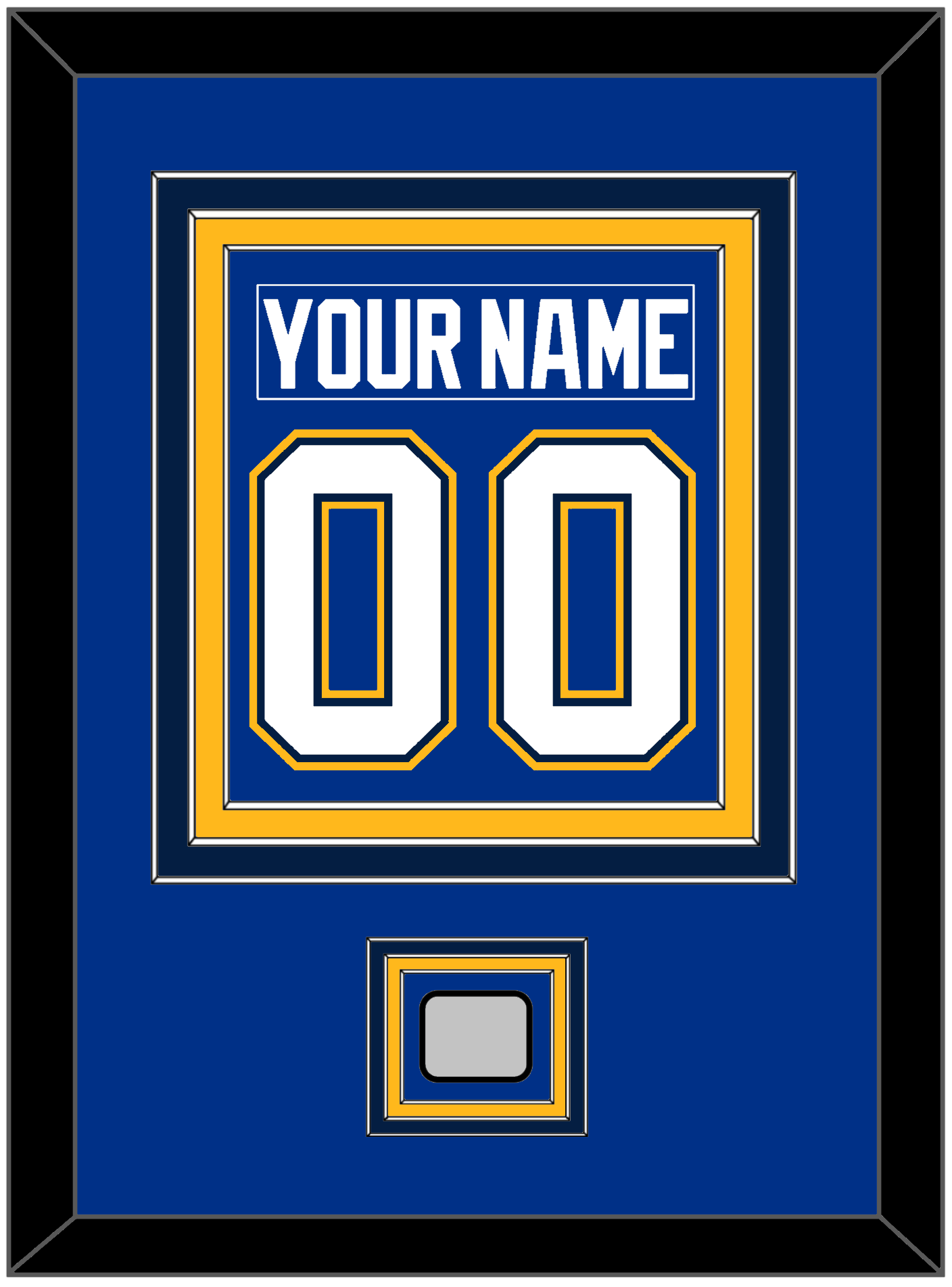 St. Louis Nameplate & Number (Back) Combined With Stanley Cup Champions Patch - Home Blue (2017-2025) - Premier Tier 2