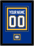 St. Louis Nameplate & Number (Back) Combined With Stanley Cup Finals Patch - Home Blue - Triple Mat 2