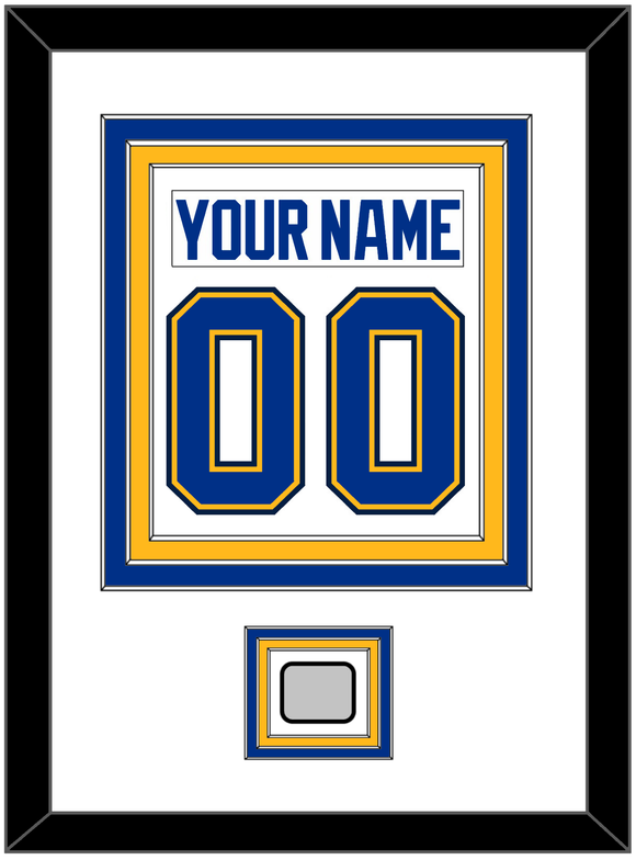 St. Louis Nameplate & Number (Back) Combined With Stanley Cup Champions Patch - Road White - Triple Mat 1