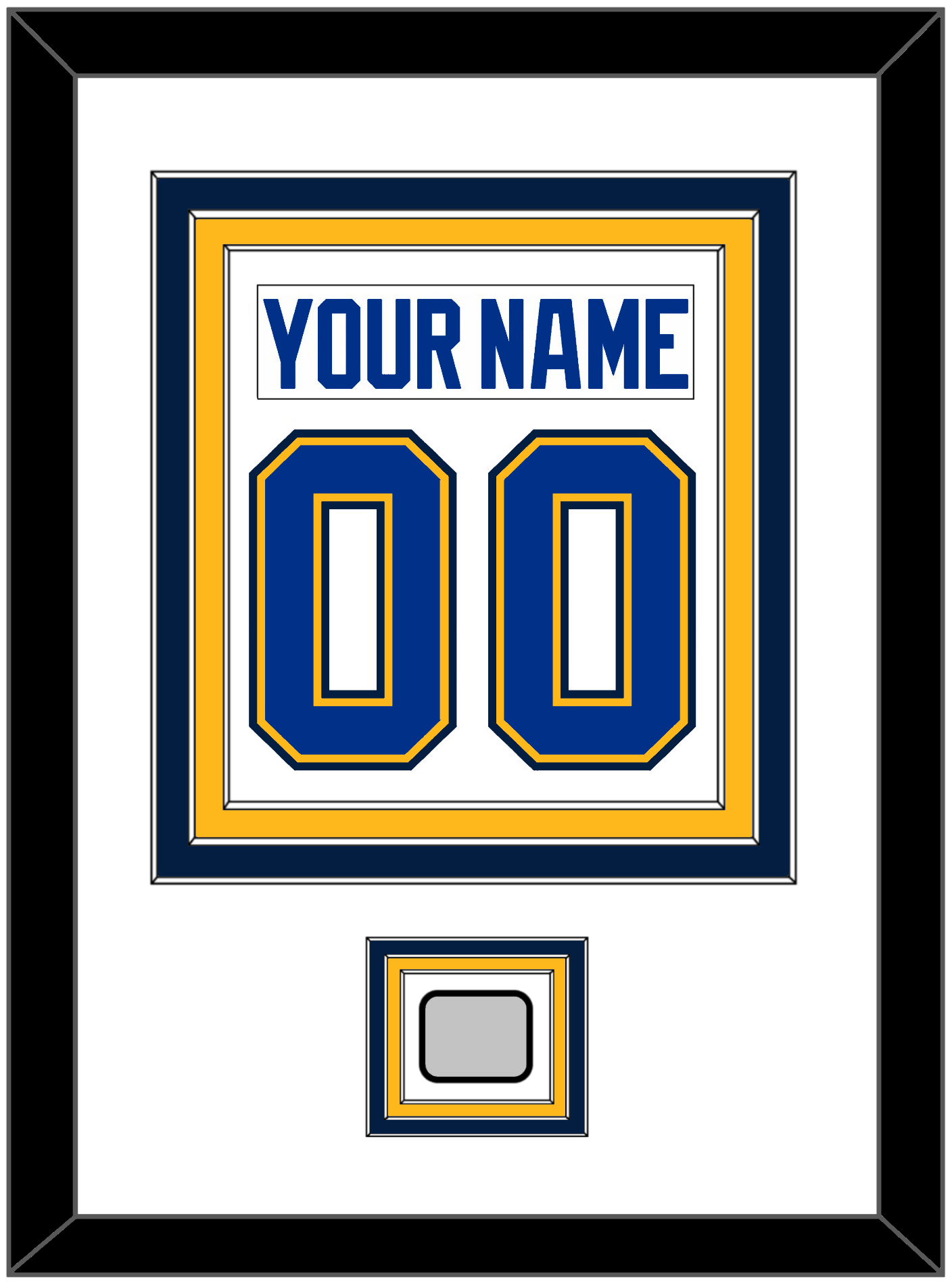 St. Louis Nameplate & Number (Back) Combined With Stanley Cup Champions Patch - Road White (2017-2025) - Premier Tier 2