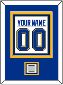 St. Louis Nameplate & Number (Back) Combined With Stanley Cup Champions Patch - Road White - Triple Mat 3