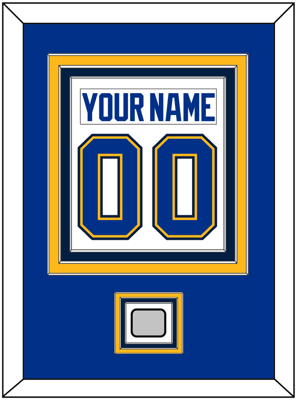 St. Louis Nameplate & Number (Back) Combined With Stanley Cup Champions Patch - Road White - Triple Mat 3