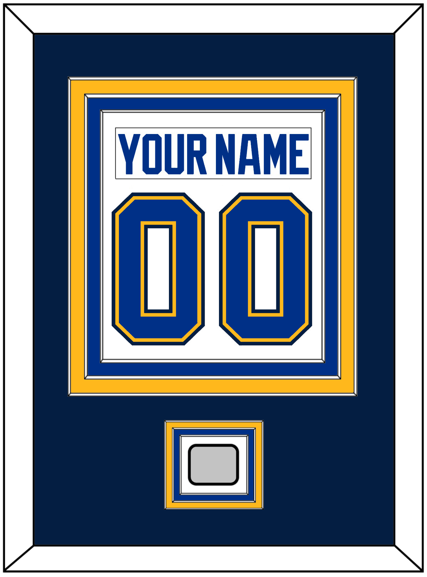 St. Louis Nameplate & Number (Back) Combined With Stanley Cup Champions Patch - Road White (2017-2025) - Premier Tier 4