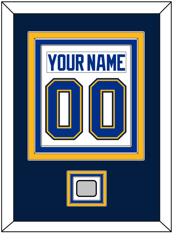 St. Louis Nameplate & Number (Back) Combined With Stanley Cup Champions Patch - Road White - Triple Mat 4