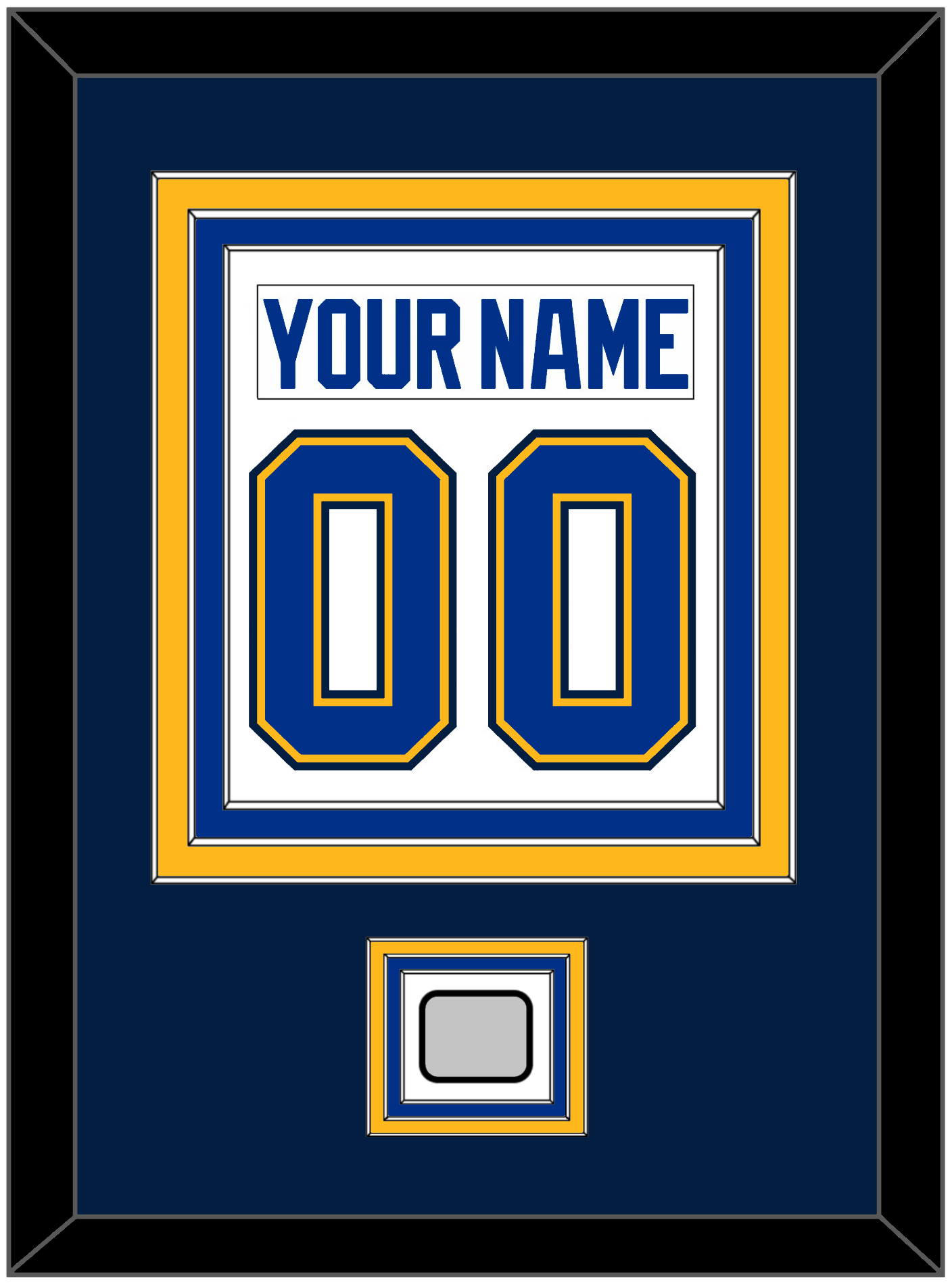 St. Louis Nameplate & Number (Back) Combined With Stanley Cup Champions Patch - Road White (2017-2025) - Premier Tier 4