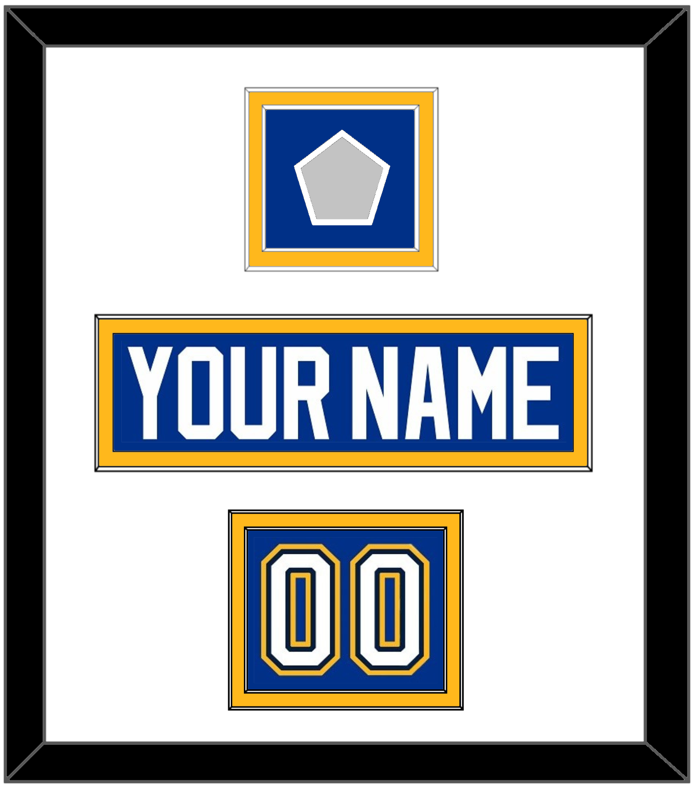 St. Louis Nameplate, Number (Shoulder) & Stanley Cup Finals Patch - Home Blue (2017-2025) - Signature Tier 1