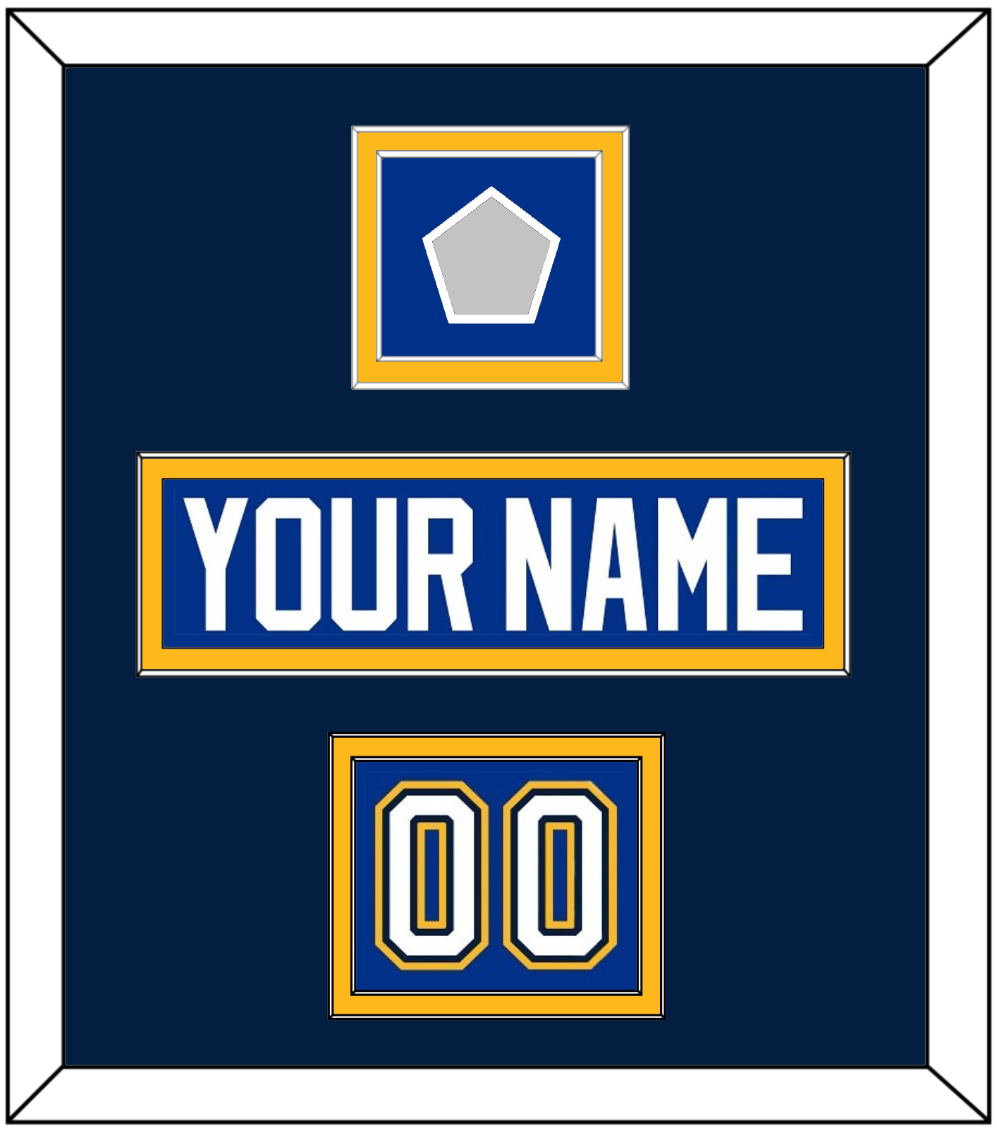 St. Louis Nameplate, Number (Shoulder) & Stanley Cup Champions Patch - Home Blue (2017-2025) - Signature Tier 3