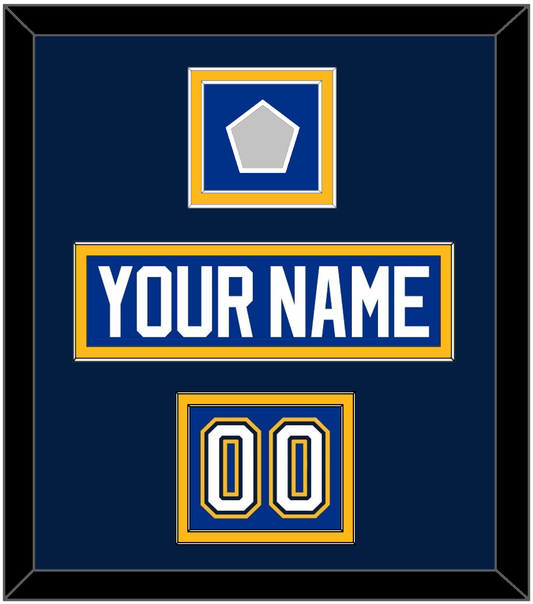 St. Louis Nameplate, Number (Shoulder) & Stanley Cup Champions Patch - Home Blue (2017-2025) - Signature Tier 3