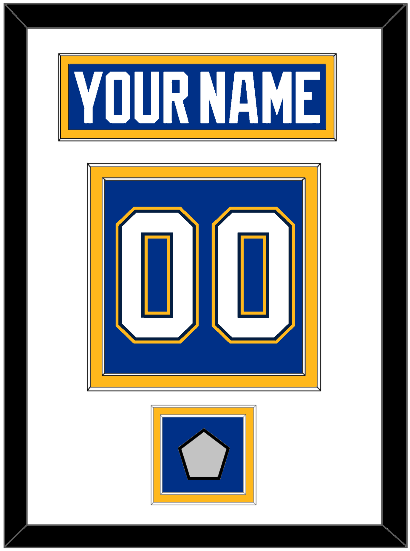 St. Louis Nameplate & Number (Back) With Stanley Cup Champions Patch - Home Blue (2017-2025) - Signature Tier 1