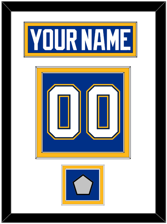 St. Louis Nameplate & Number (Back) With Stanley Cup Champions Patch - Home Blue - Double Mat 1