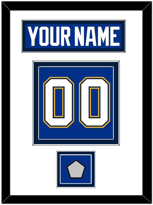 St. Louis Nameplate & Number (Back) With Stanley Cup Champions Patch - Home Blue - Double Mat 2