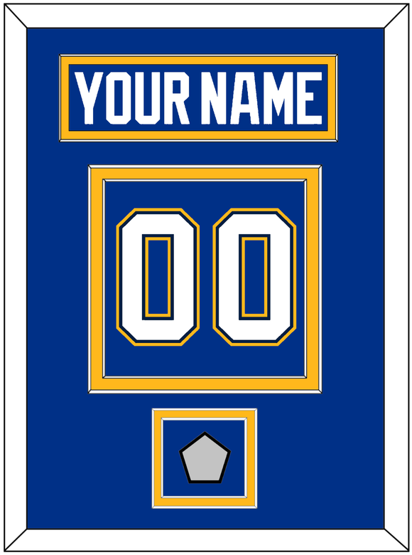 St. Louis Nameplate & Number (Back) With Stanley Cup Finals Patch - Home Blue - Double Mat 3