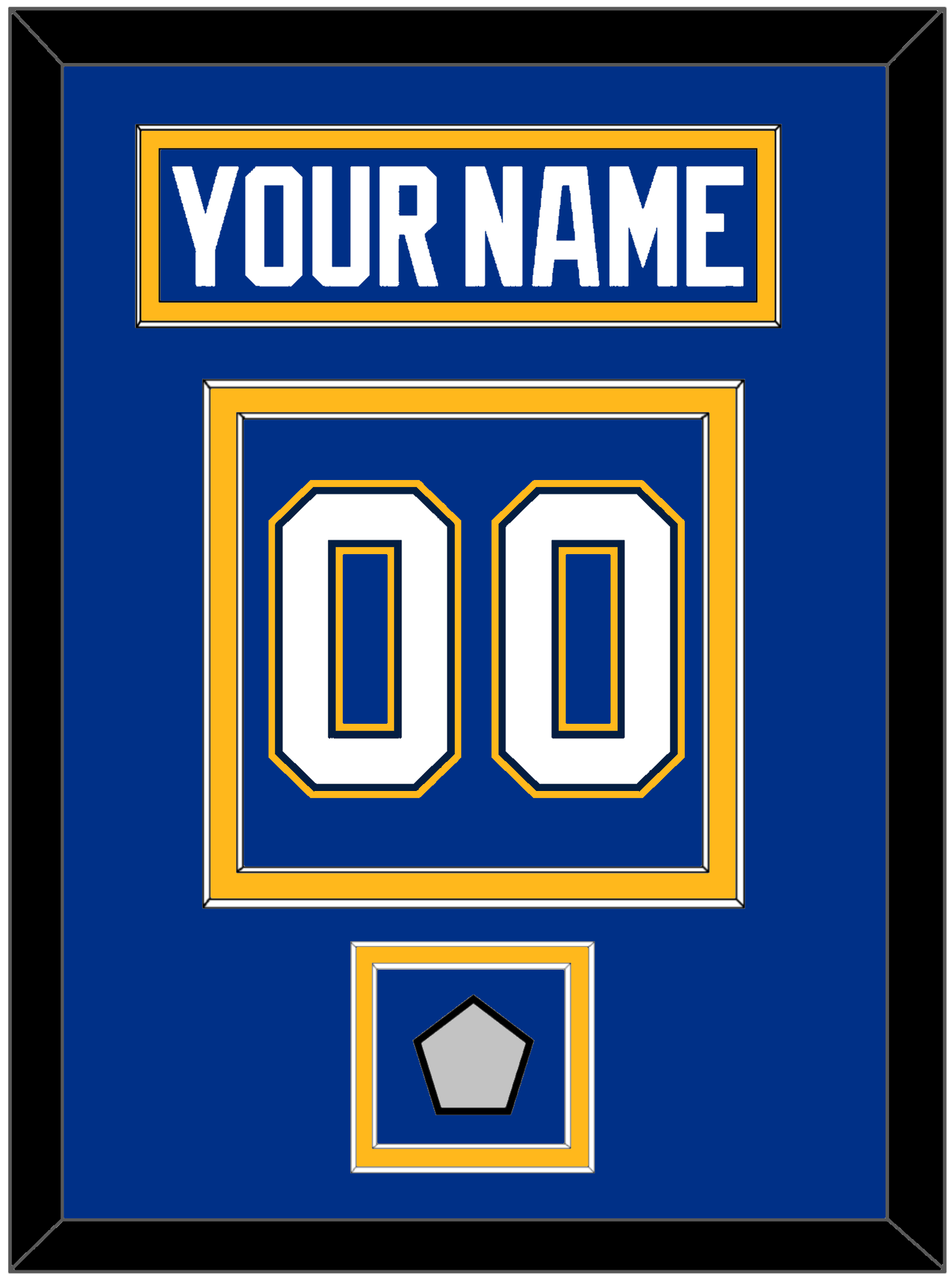 St. Louis Nameplate & Number (Back) With Stanley Cup Champions Patch - Home Blue (2017-2025) - Signature Tier 3