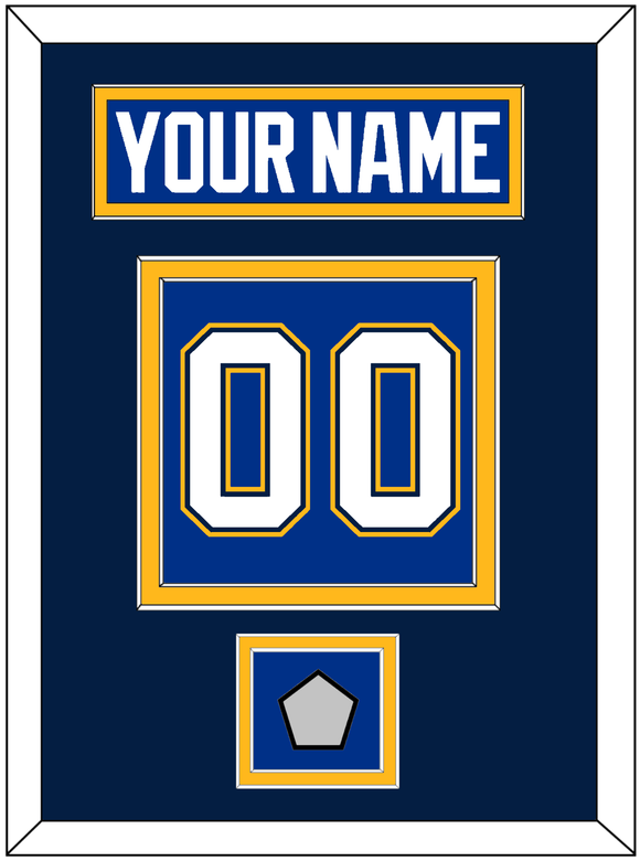 St. Louis Nameplate & Number (Back) With Stanley Cup Champions Patch - Home Blue - Double Mat 4