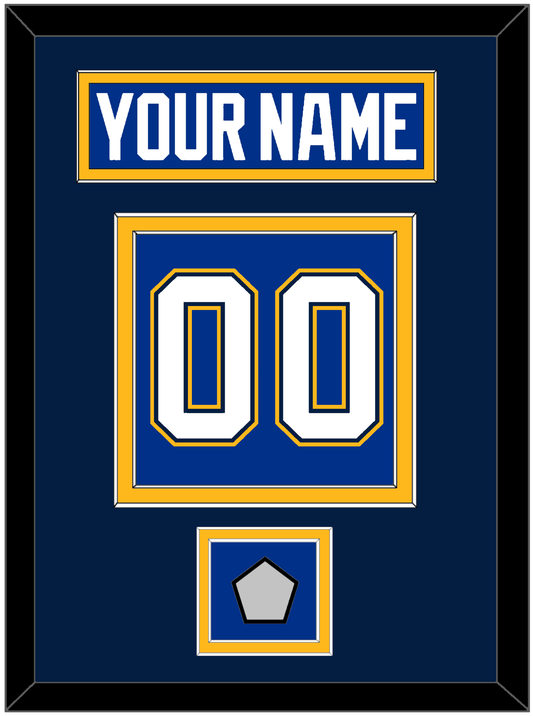St. Louis Nameplate & Number (Back) With Stanley Cup Champions Patch - Home Blue (2017-2025) - Signature Tier 4