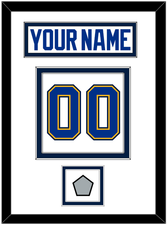 St. Louis Nameplate & Number (Back) With Stanley Cup Champions Patch - Road White - Double Mat 1