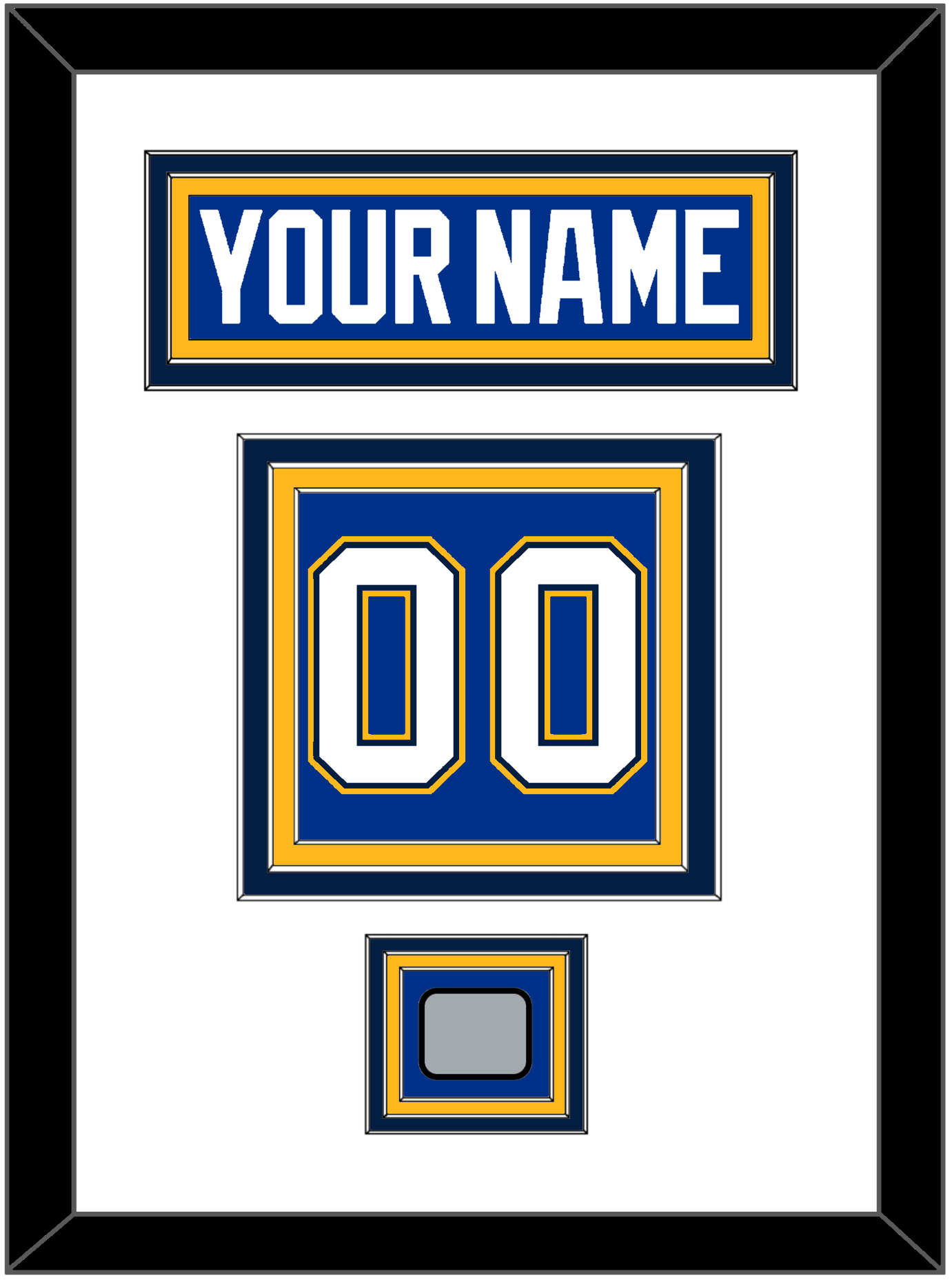 St. Louis Nameplate & Number (Back) With Stanley Cup Champions Patch - Home Blue (2017-2025) - Premier Tier 1