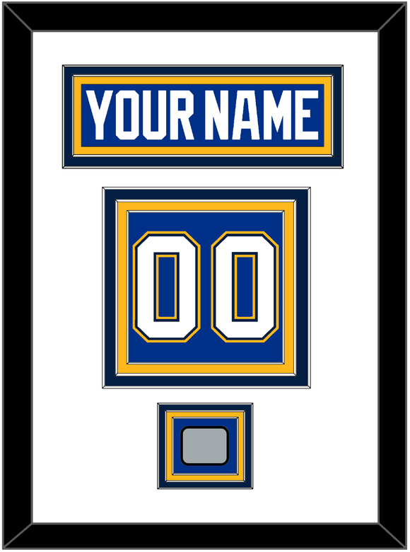 St. Louis Nameplate & Number (Back) With Stanley Cup Champions Patch - Home Blue - Triple Mat 1