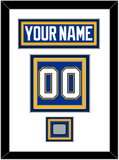 St. Louis Nameplate & Number (Back) With Stanley Cup Champions Patch - Home Blue (2017-2025) - Triple Mat 1