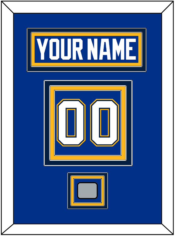 St. Louis Nameplate & Number (Back) With Stanley Cup Champions Patch - Home Blue - Triple Mat 2