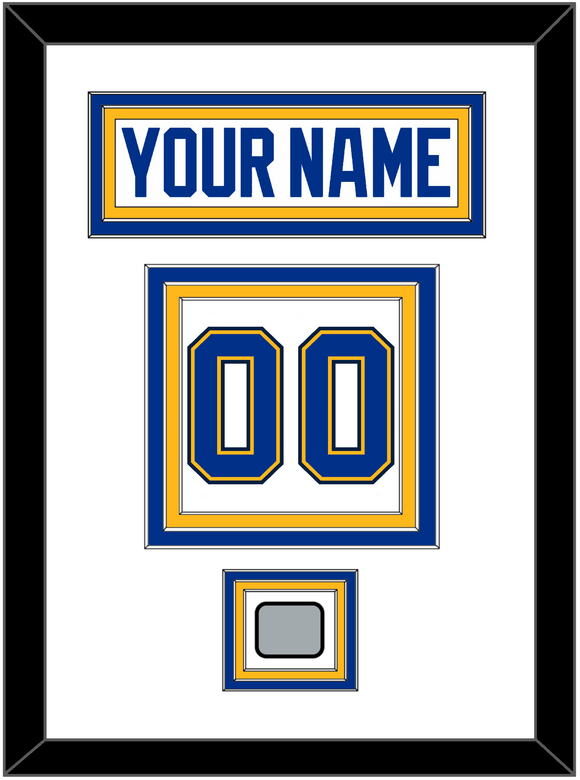 St. Louis Nameplate & Number (Back) With Stanley Cup Champions Patch - Road White - Triple Mat 1