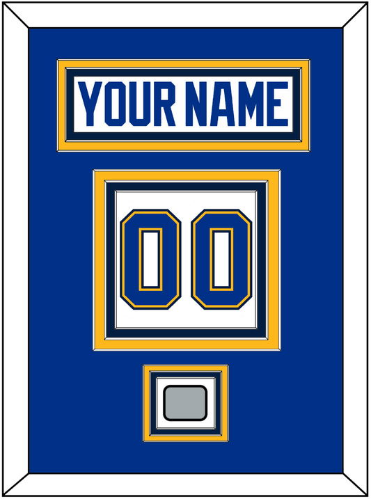 St. Louis Nameplate & Number (Back) With Stanley Cup Champions Patch - Road White (2017-2025) - Premier Tier 3
