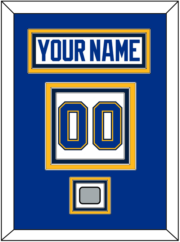 St. Louis Nameplate & Number (Back) With Stanley Cup Finals Patch - Road White - Triple Mat 3