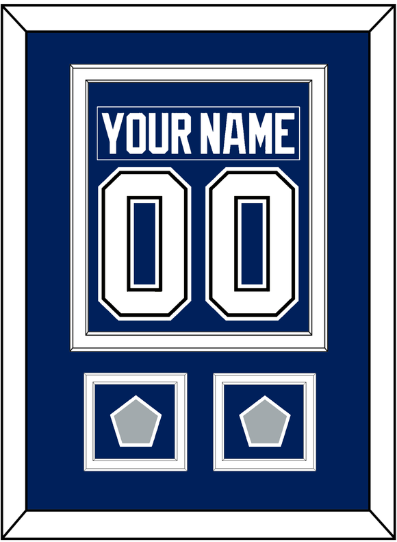 Tampa Bay Nameplate & Number (Back) Combined With 2020 & 2021 Stanley Cup Finals Patches - Home Blue - Double Mat 2