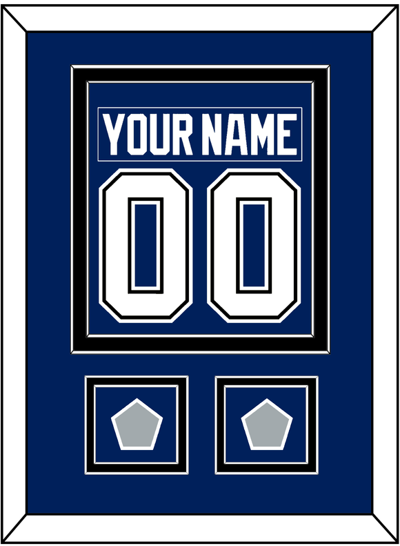 Tampa Bay Nameplate & Number (Back) Combined With 2020 & 2021 Stanley Cup Finals Patches - Home Blue - Double Mat 3