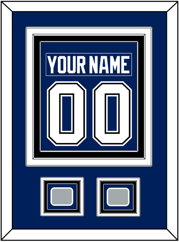 Tampa Bay Nameplate & Number (Back) Combined With 2020 & 2021 Stanley Cup Finals Patches - Home Blue - Triple Mat 3