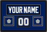 Tampa Bay Nameplate & Number (Shoulder) With 2020 & 2021 Stanley Cup Champions Patches - Home Blue - Double Mat 3