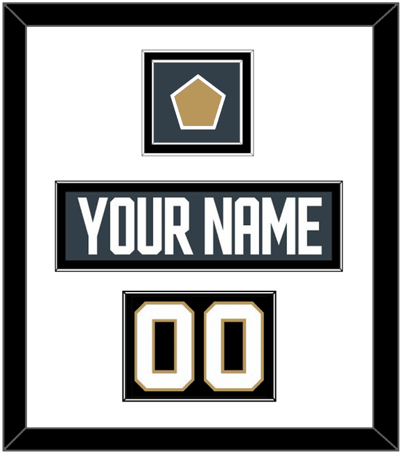 Vegas Nameplate, Number (Shoulder) & Jersey Logo Patch - Home Steel Gray - Double Mat 1