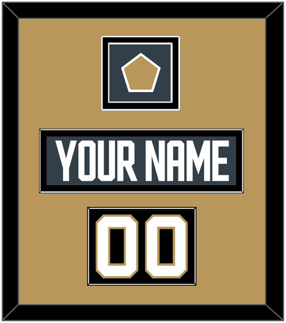 Vegas Nameplate, Number (Shoulder) & Jersey Logo Patch - Home Steel Gray - Double Mat 2