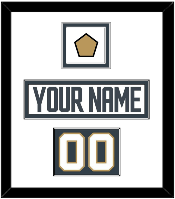 Vegas Nameplate, Number (Shoulder) & Jersey Logo Patch - Road White - Double Mat 1