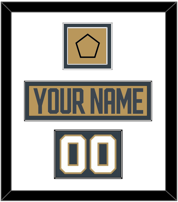 Vegas Nameplate, Number (Shoulder) & Jersey Logo Patch - Alternate Gold - Double Mat 1