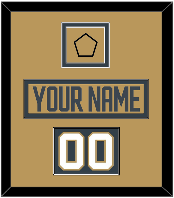Vegas Nameplate, Number (Shoulder) & Jersey Logo Patch - Alternate Gold - Double Mat 2