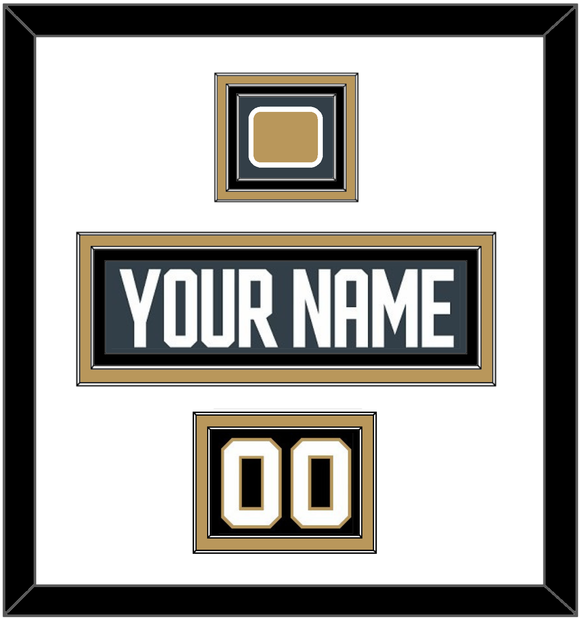 Vegas Nameplate, Number (Shoulder) & Jersey Logo Patch - Home Steel Gray - Triple Mat 1