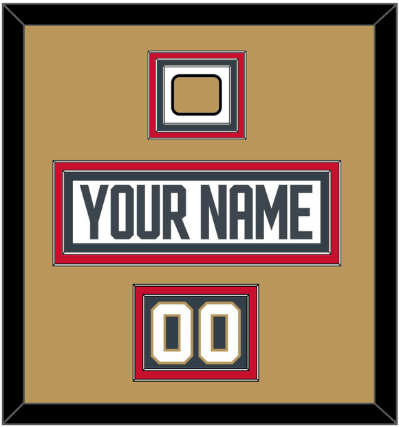 Vegas Nameplate, Number (Shoulder) & Jersey Logo Patch - Road White - Triple Mat 3