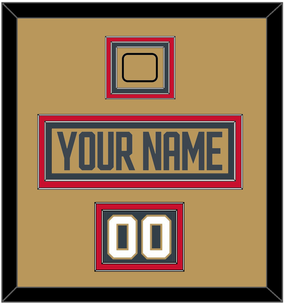 Vegas Nameplate, Number (Shoulder) & Jersey Logo Patch - Alternate Gold - Triple Mat 2