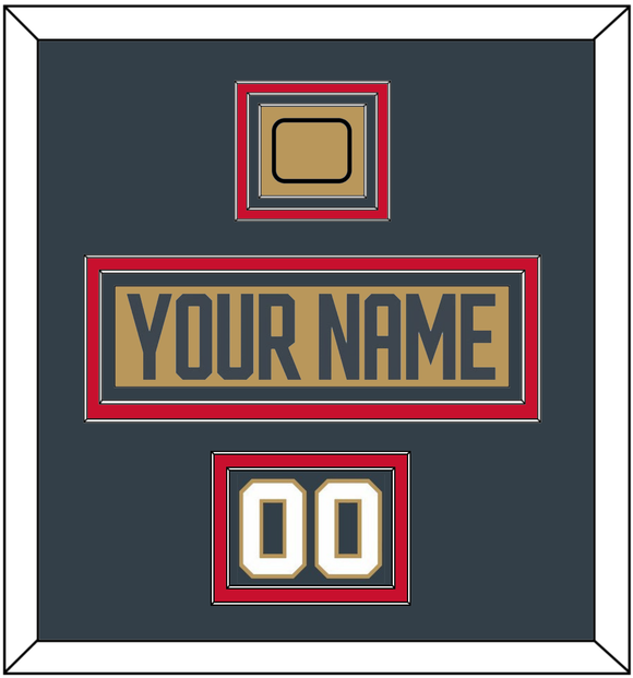 Vegas Nameplate, Number (Shoulder) & Jersey Logo Patch - Alternate Gold - Triple Mat 3